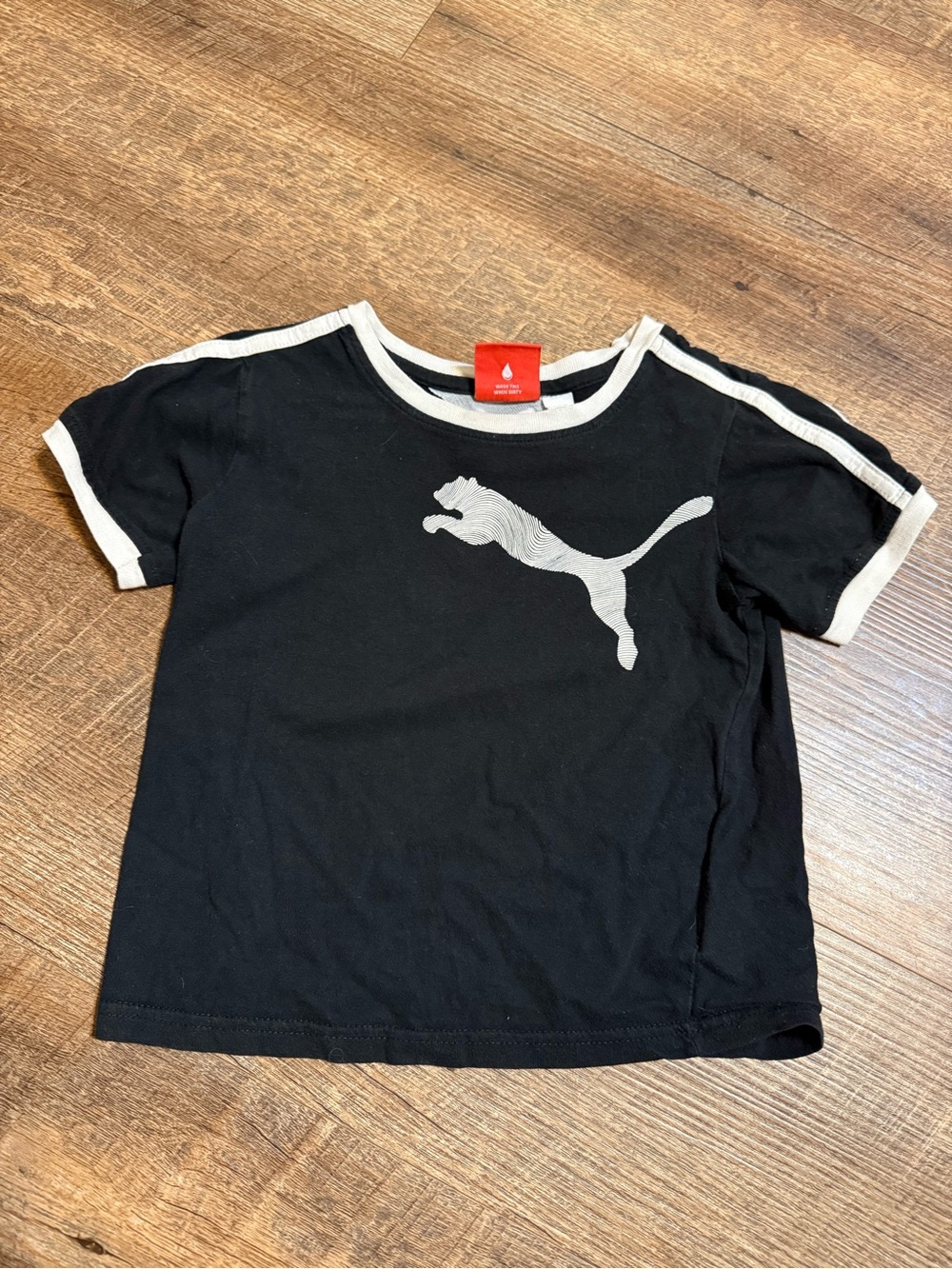 Puma Black Tee with White Puma Logo and Trim